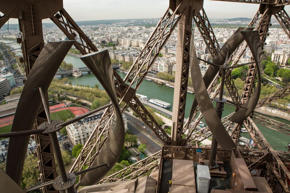 wind turbines on the Eiffel Tower